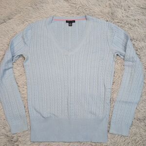 Vintage Tommy Hilfiger‎ Sweater Womens M Blue Y2K Comfy Casual Preppy V Neck
